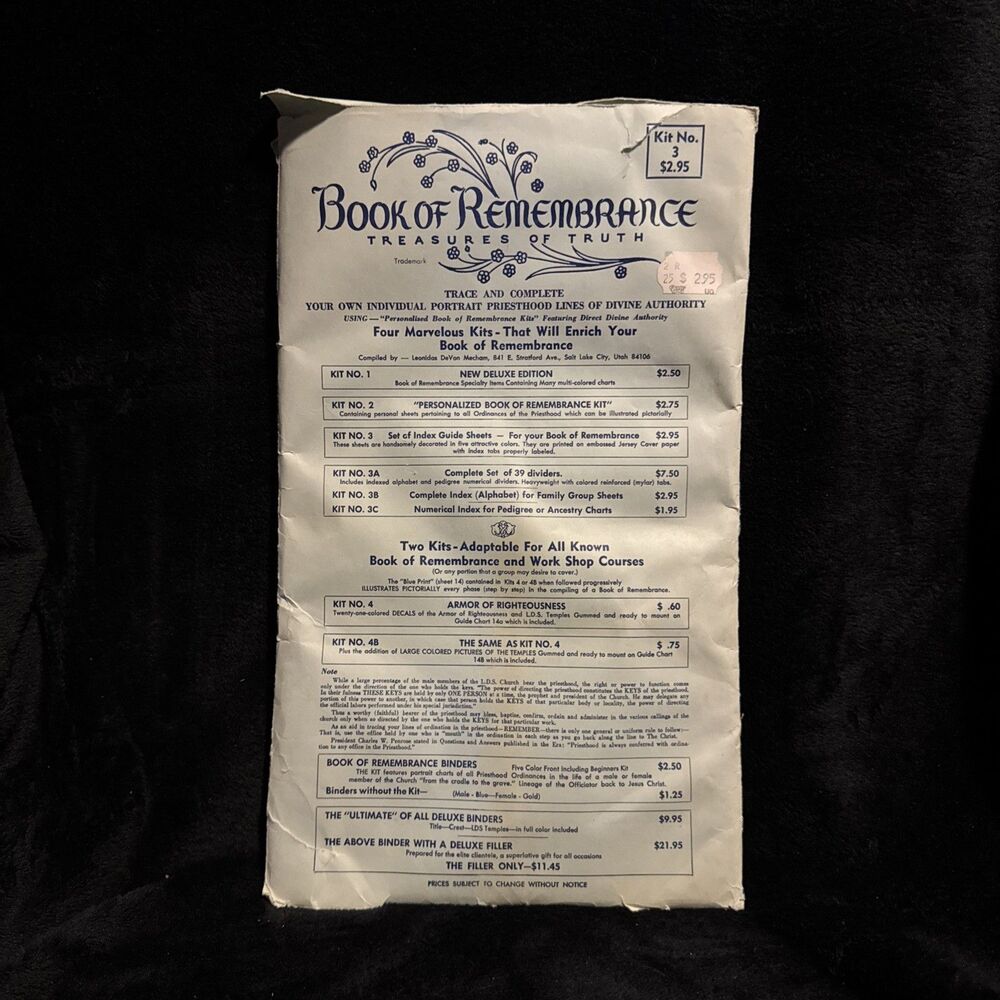 Vintage 70s Book of Remembrance Treasures of Truth Portrait Priesthood Kit